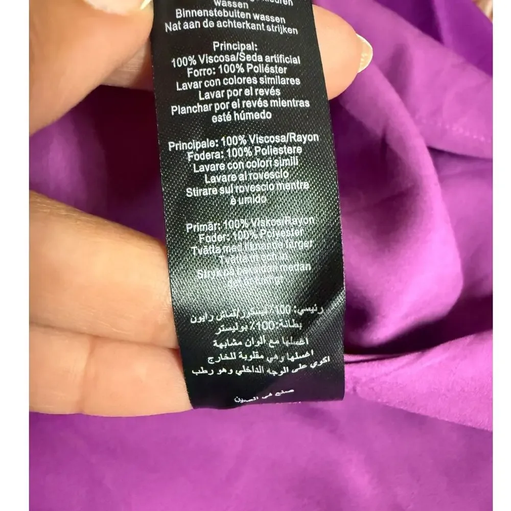 Karen Millen Satin Pleated Woven Midaxi Skirt Purple Size 8 - Picture 11 of 16
